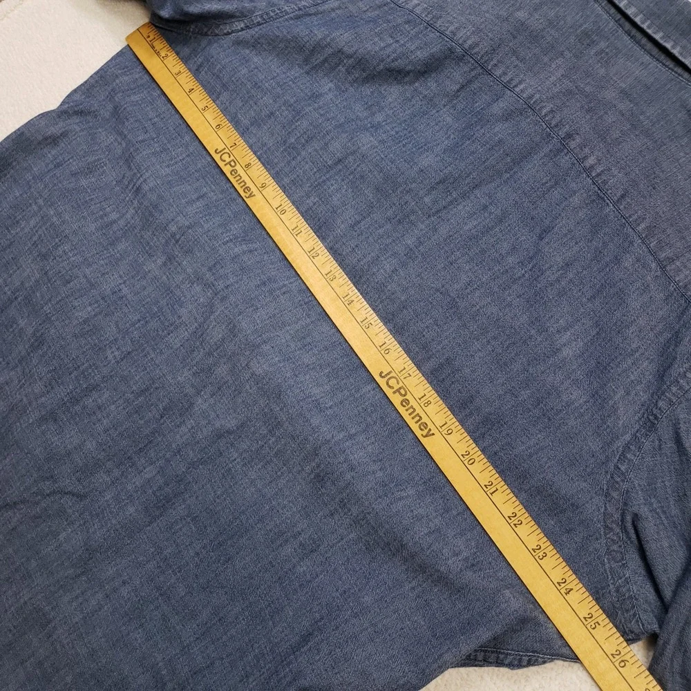 Banana Republic Button Up Shirt Men XL Blue Nepped Chambray Cotton Casual 124076